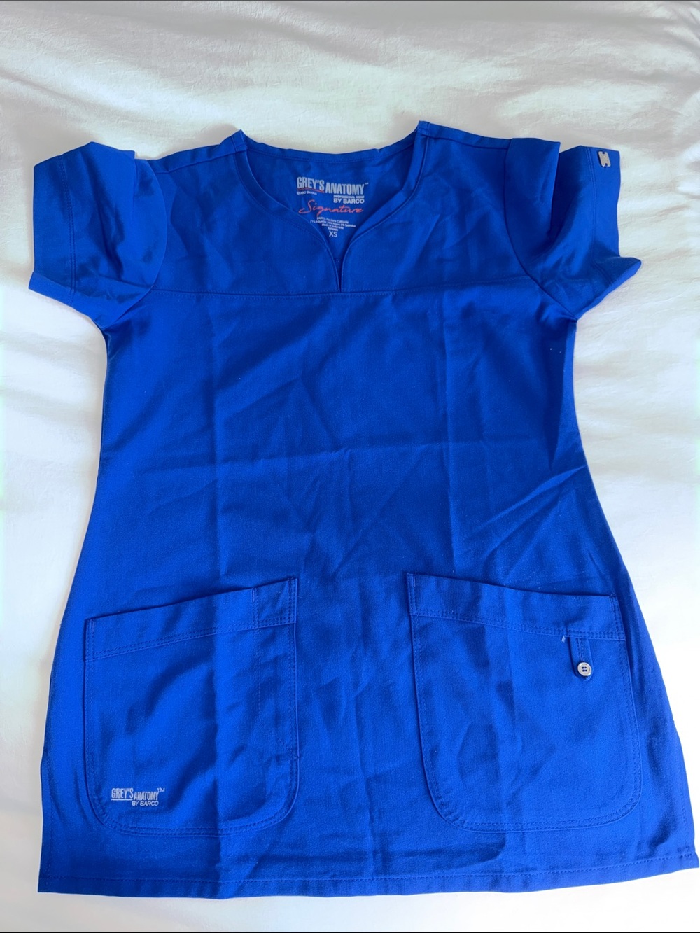 Grey's Anatomy Women's Royal Blue Scoop-Neck Scrub Top